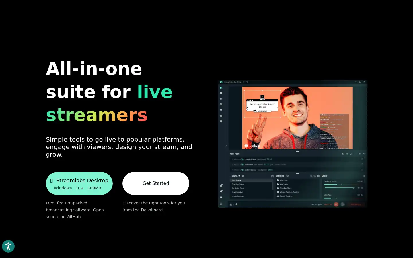 Screenshot of streamlabs.com