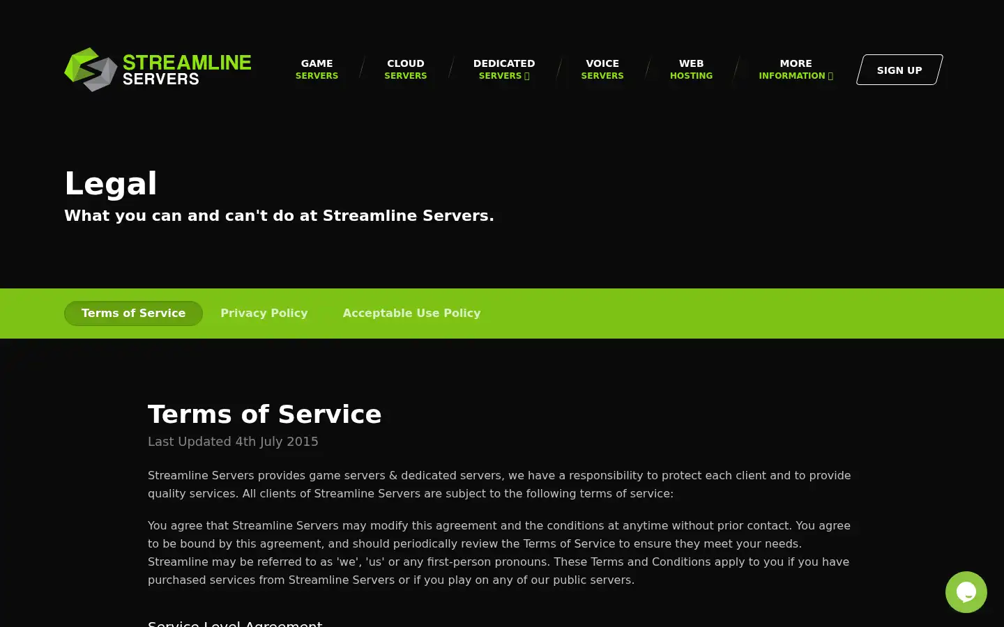 Screenshot of streamline-servers.com
