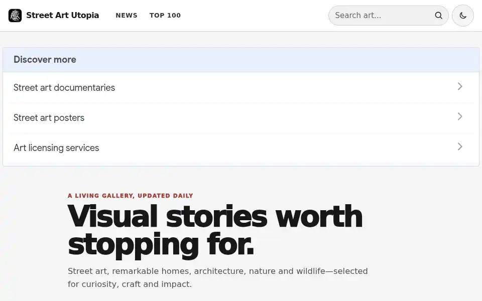 Screenshot of streetartutopia.com