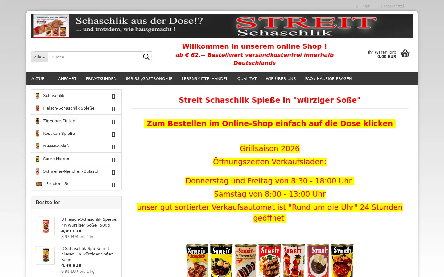 Screenshot of streit-schaschlik.de