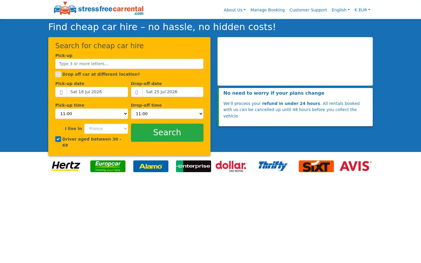Screenshot of stressfreecarrental.com