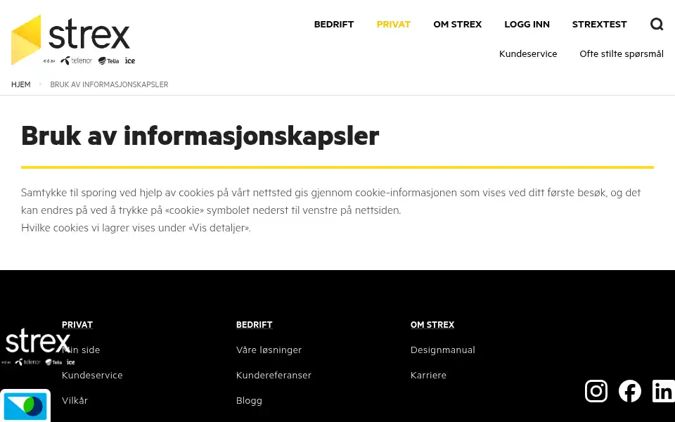 Screenshot of strex.no