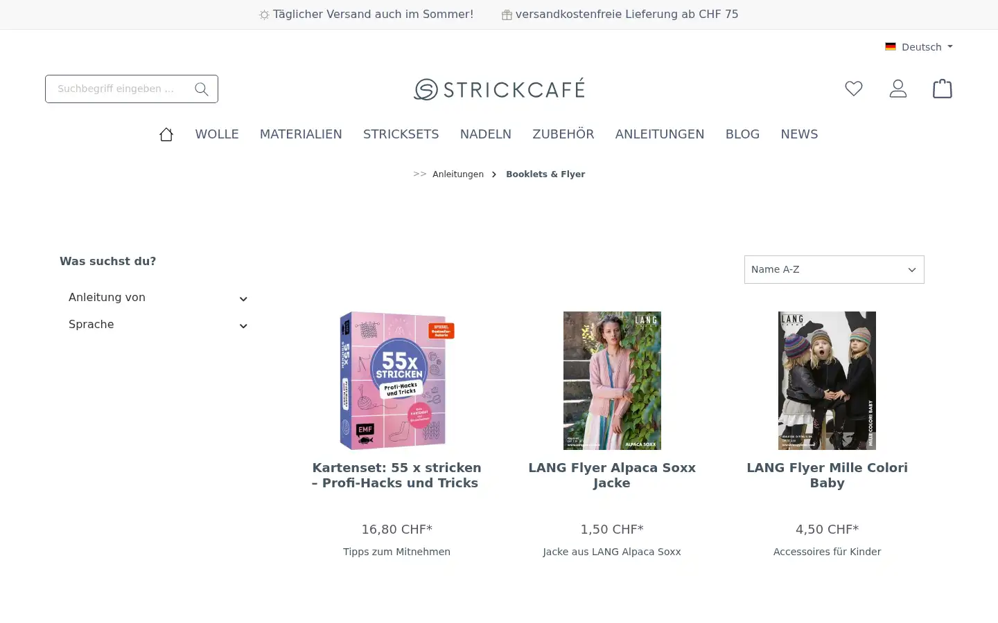 Screenshot of strickcafe.ch