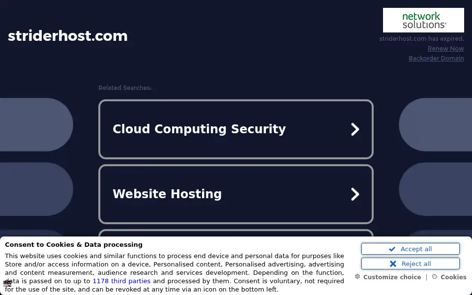 Screenshot of striderhost.com