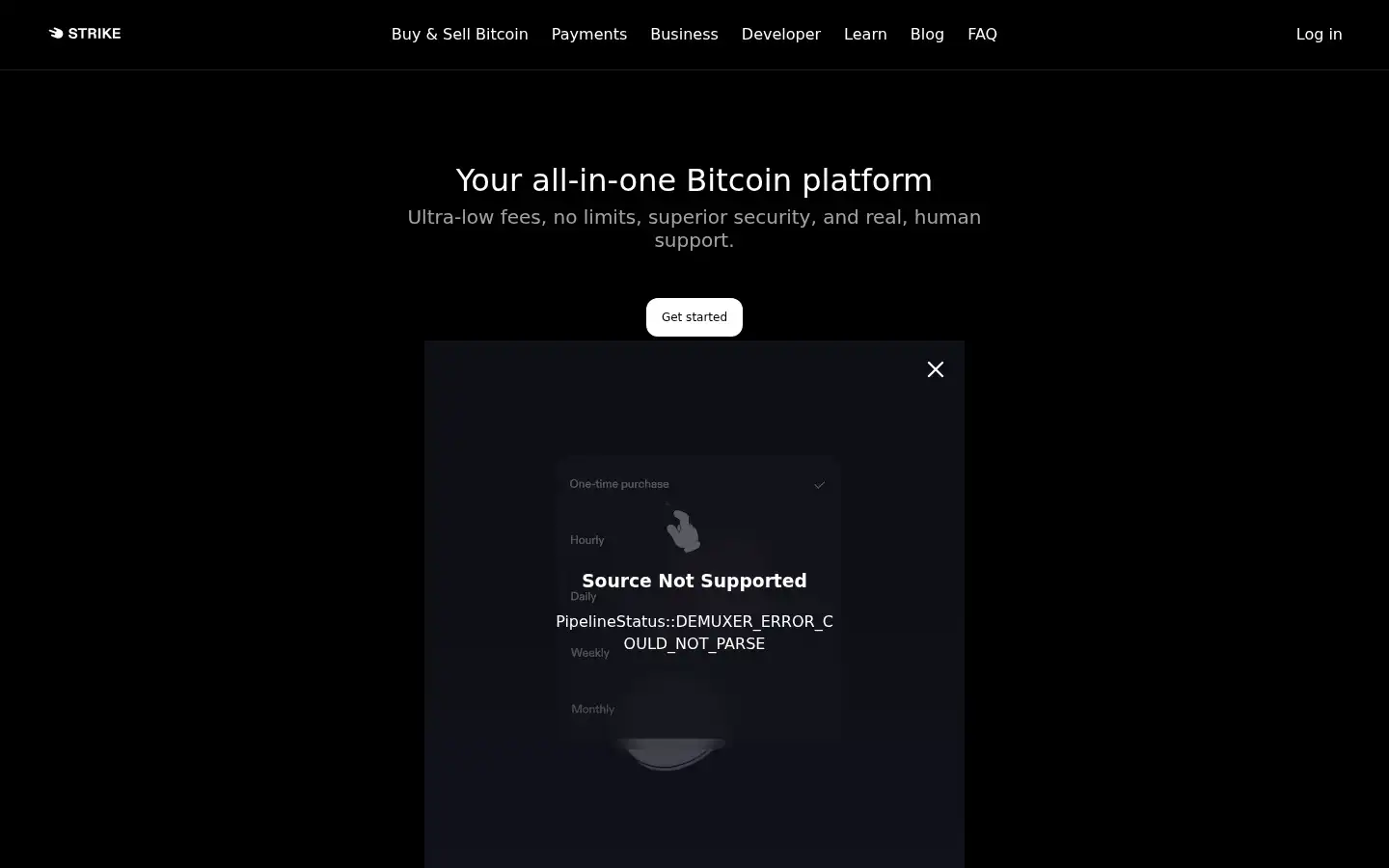Screenshot of strike.me