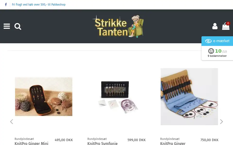Screenshot of strikketanten.dk