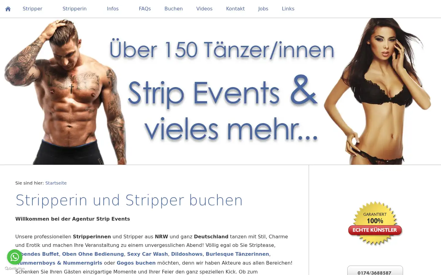 Screenshot of strip-events.com