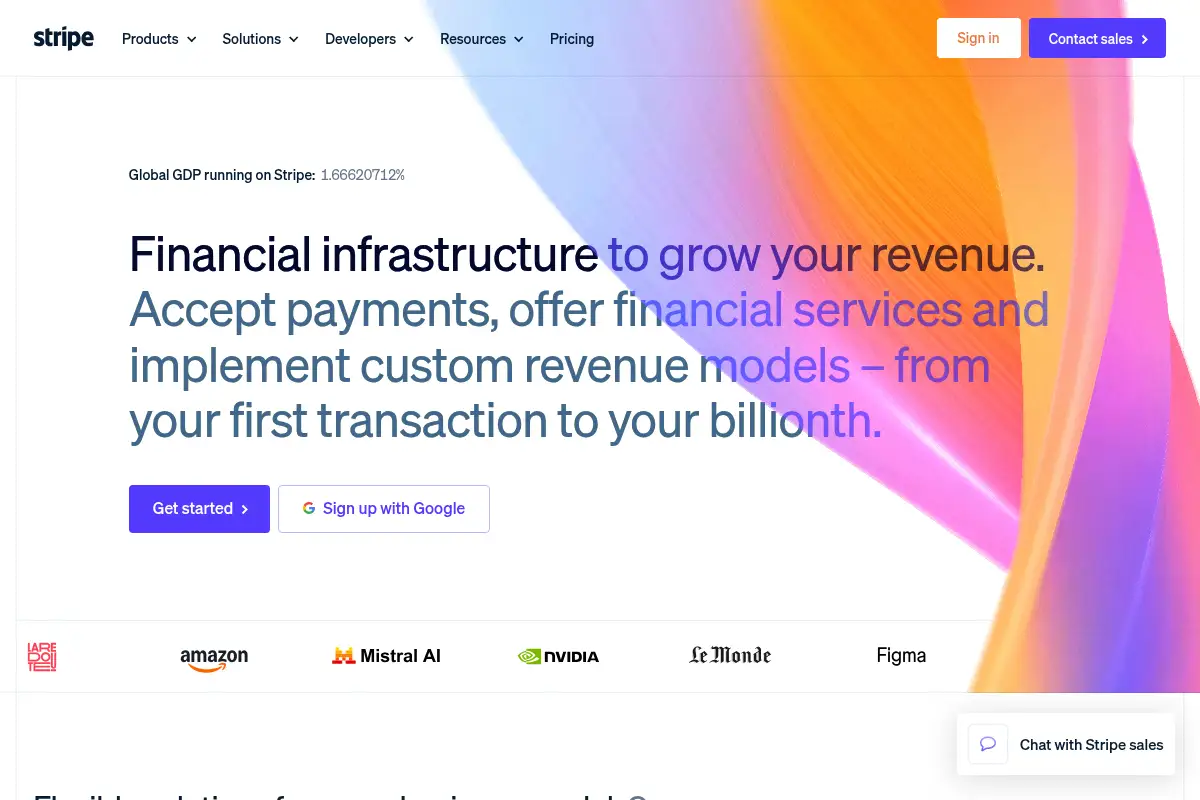 Screenshot of stripe.com