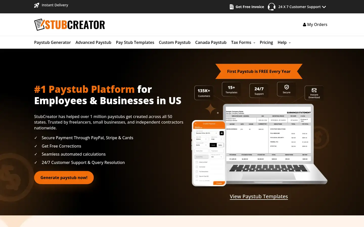 Screenshot of stubcreator.com