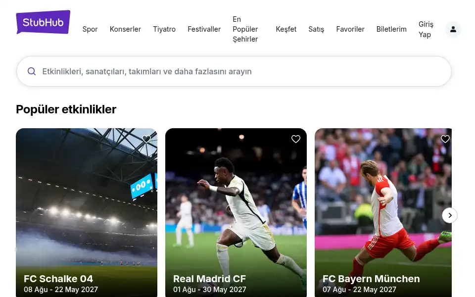 Screenshot of stubhub.com.tr
