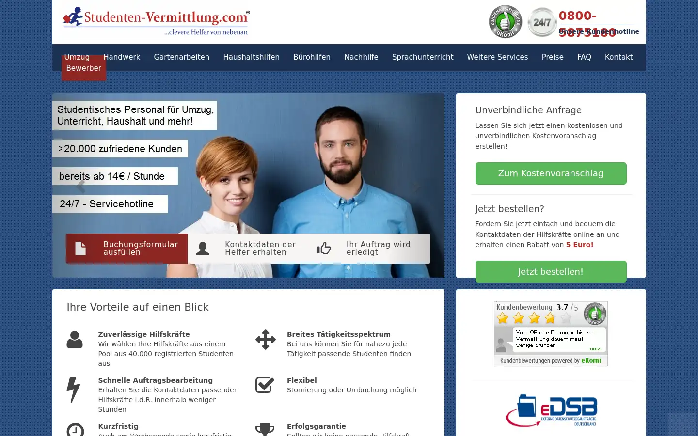 Screenshot of studenten-vermittlung.com