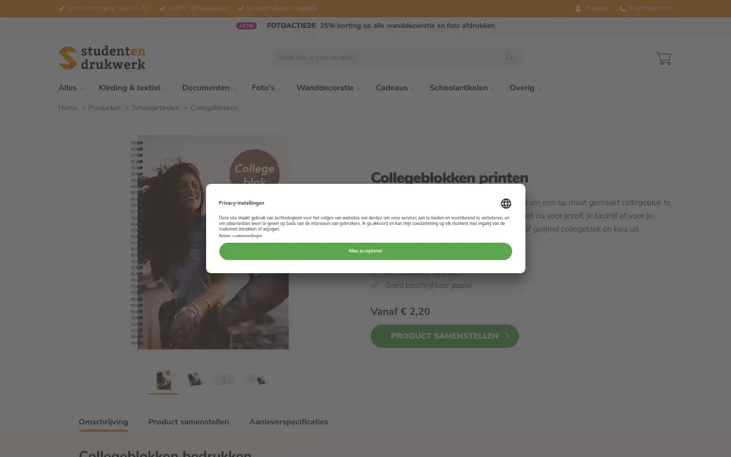 Screenshot of studentendrukwerk.nl
