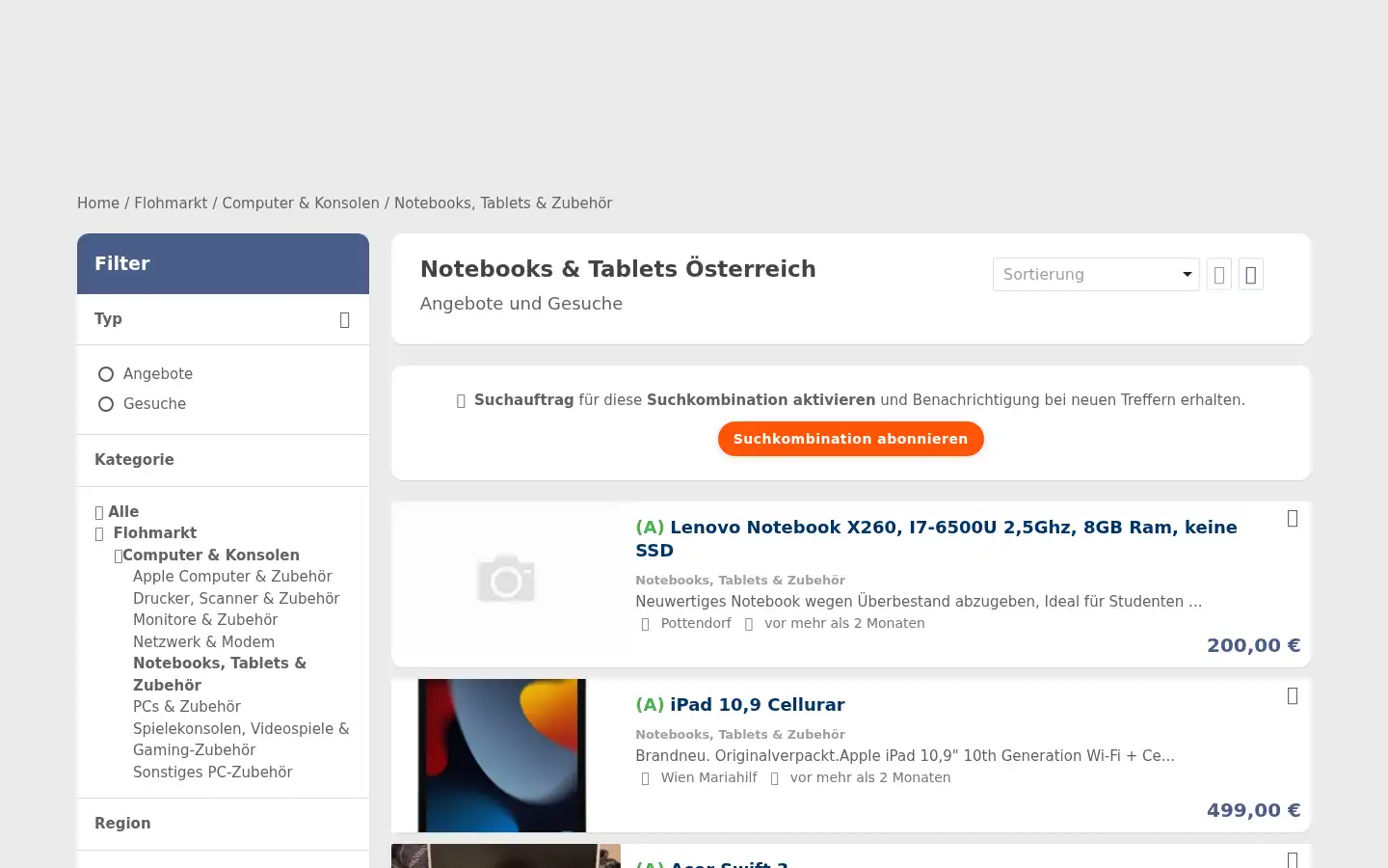 Screenshot of studenteninserate.at