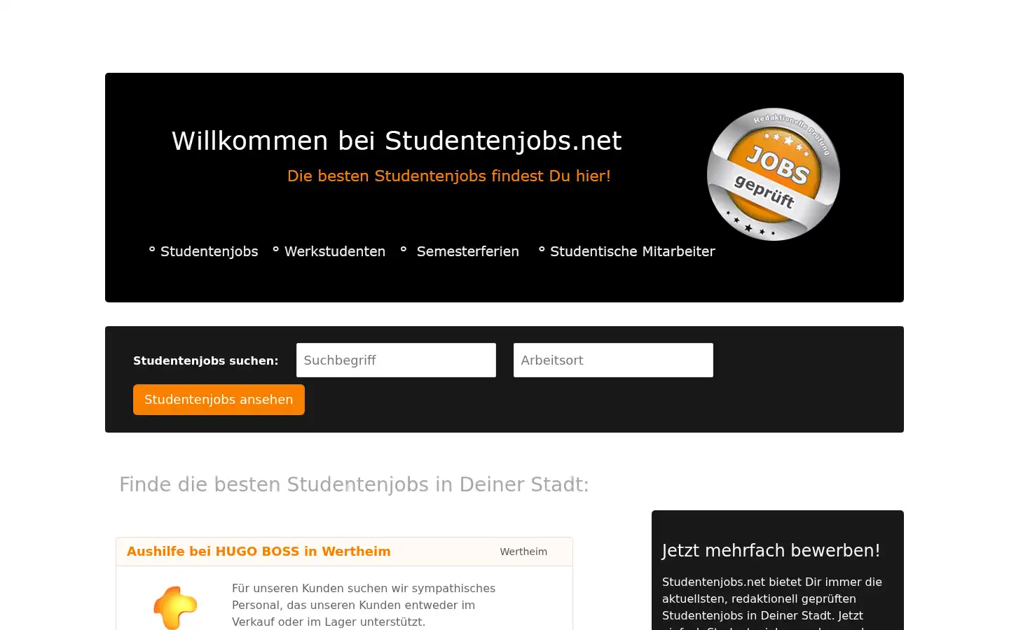 Screenshot of studentenjobs.net