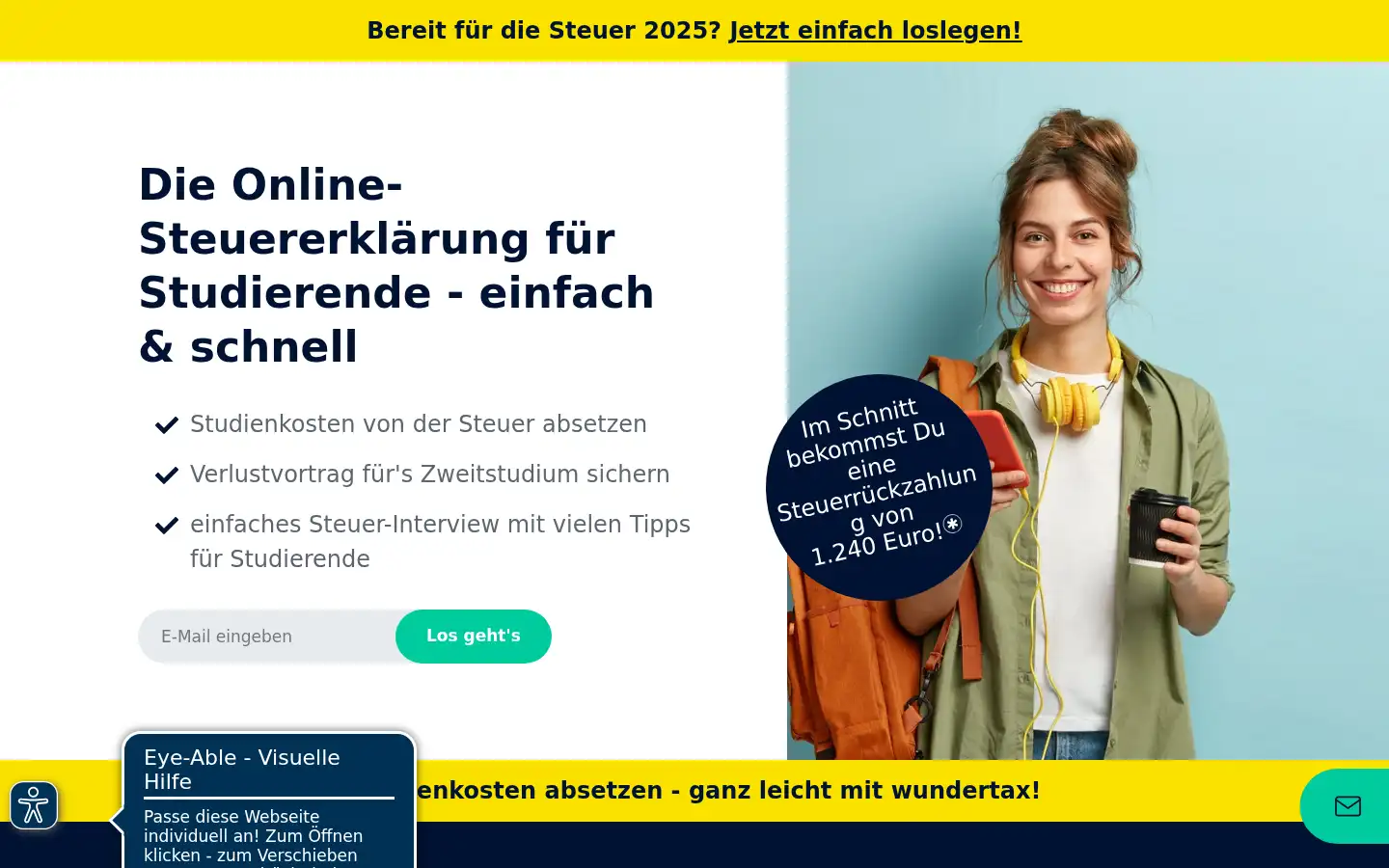 Screenshot of studentensteuererklaerung.de