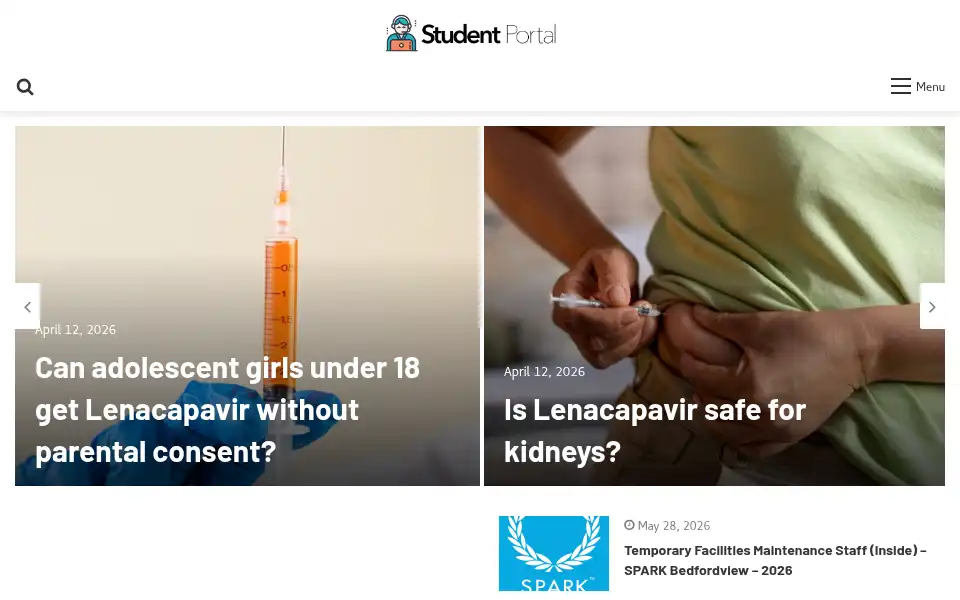 Screenshot of studentportal.org.za