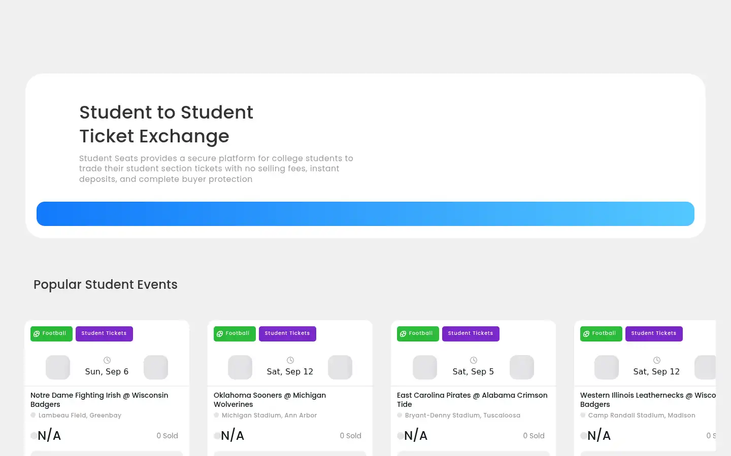 Screenshot of studentseats.com
