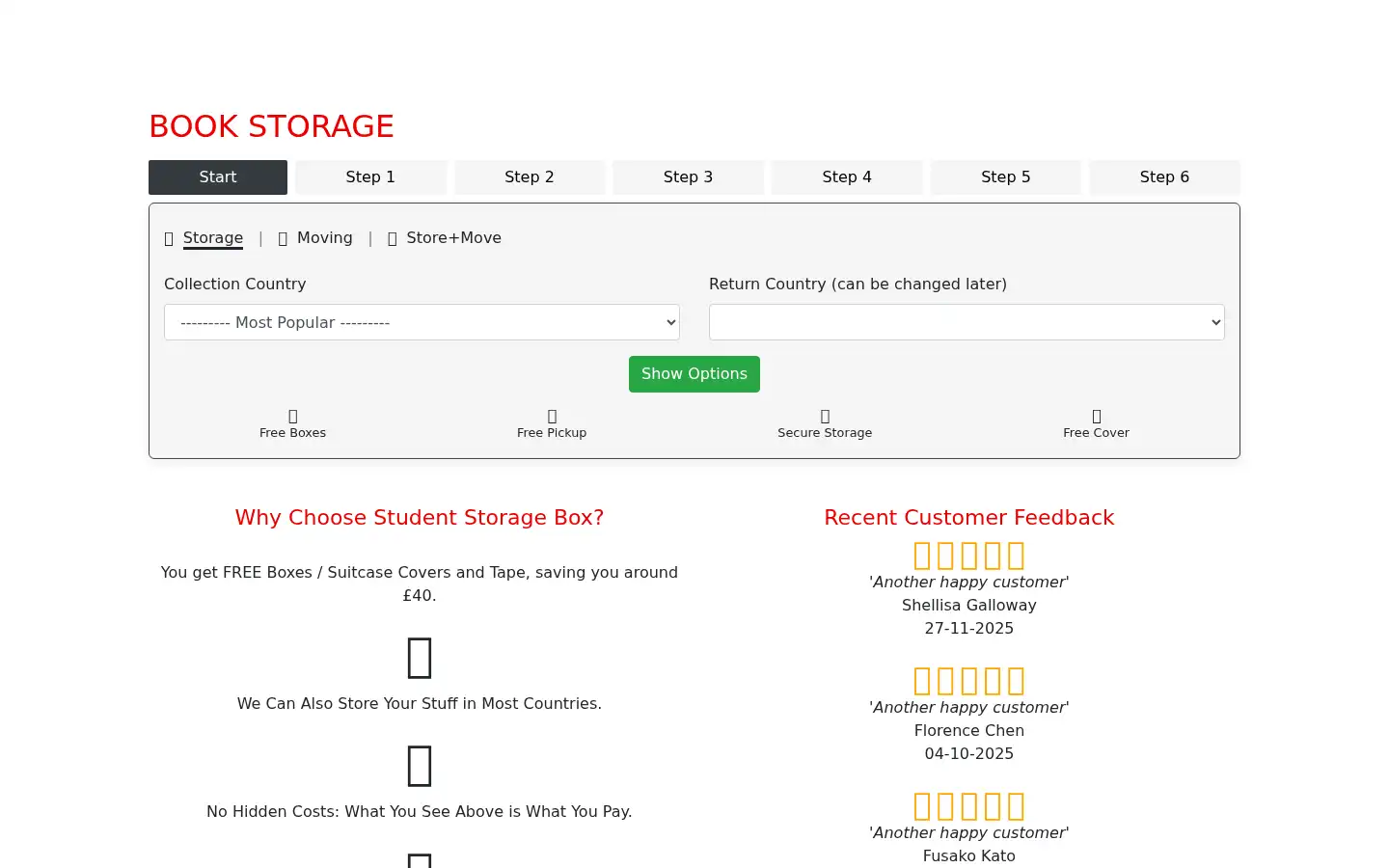 Screenshot of studentstoragebox.co.uk