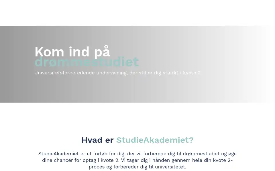 Screenshot of studieakademiet.dk