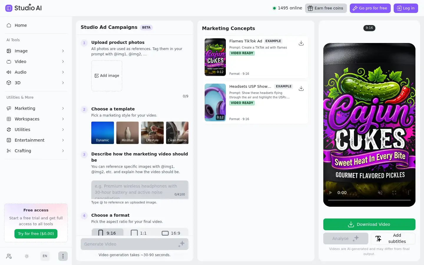 Screenshot of studio.creativefabrica.com