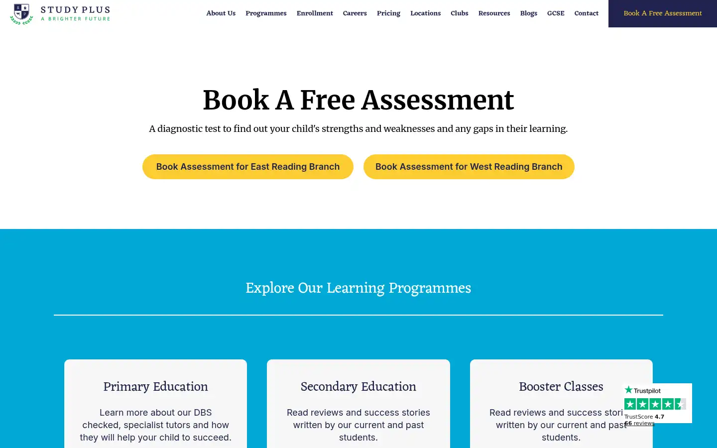 Screenshot of study-plus.co.uk