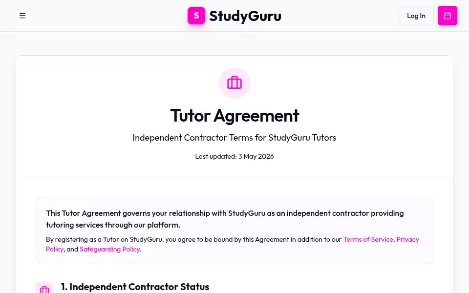 Screenshot of studyguru.co.uk