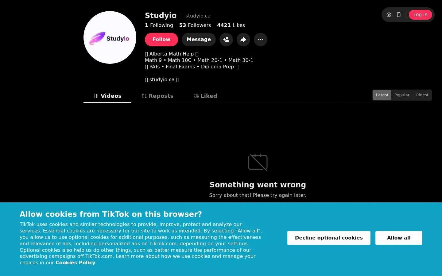 Screenshot of studyio.ca