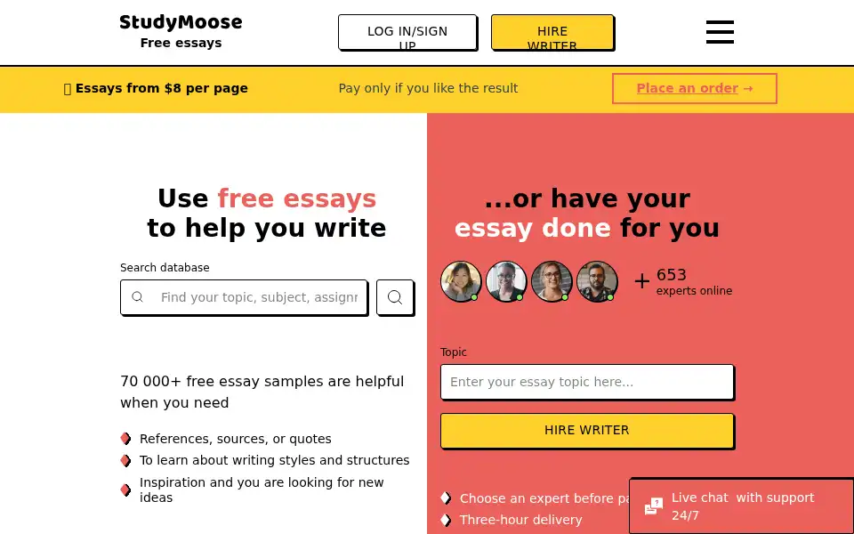 Screenshot of studymoose.com