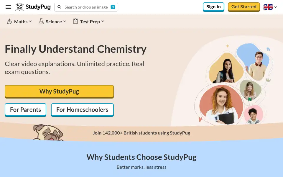 Screenshot of studypug.com