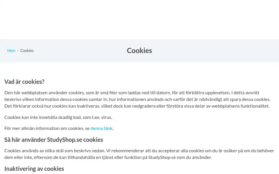 Screenshot of studyshop.se