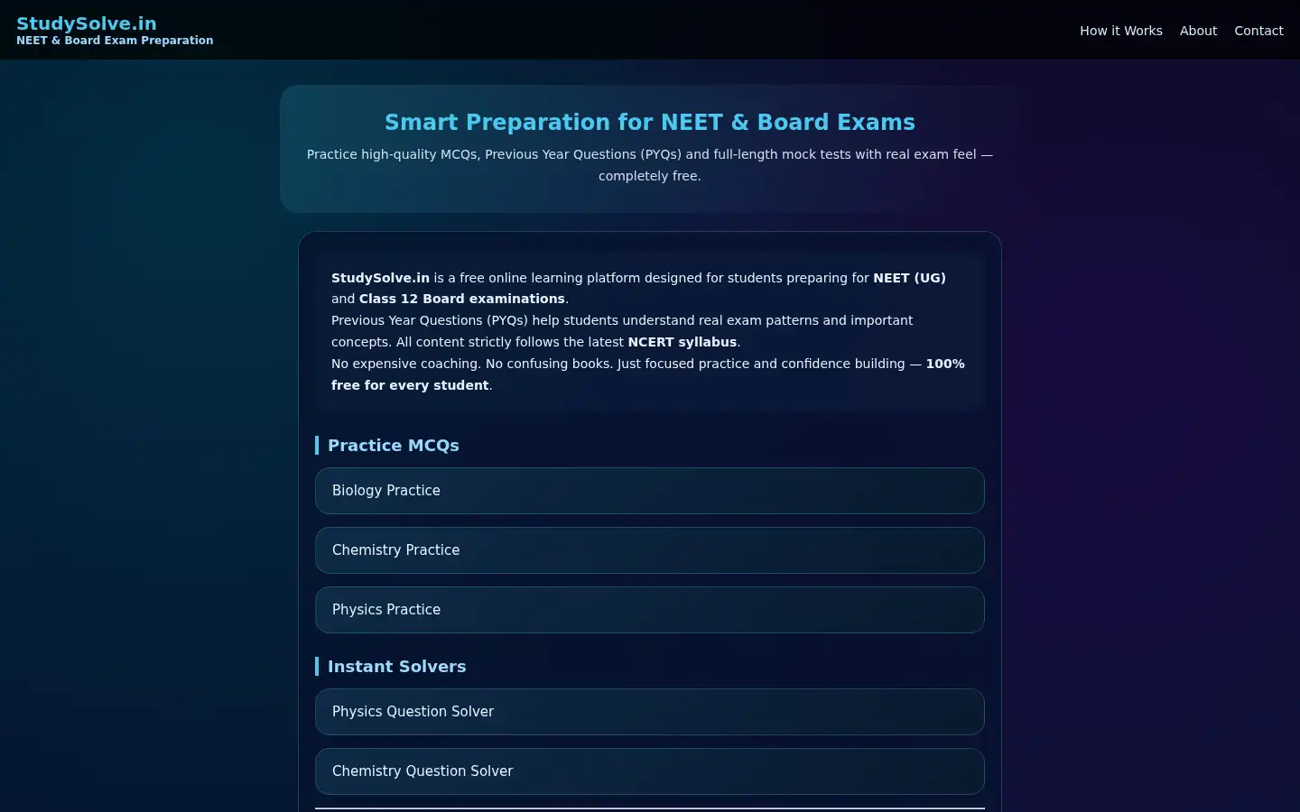 Screenshot of studysolve.in
