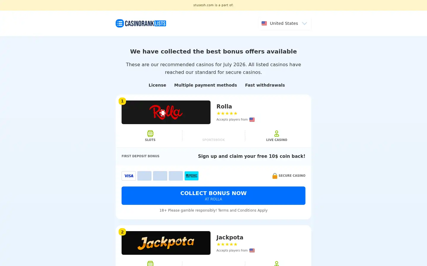 Screenshot of stusesh.com