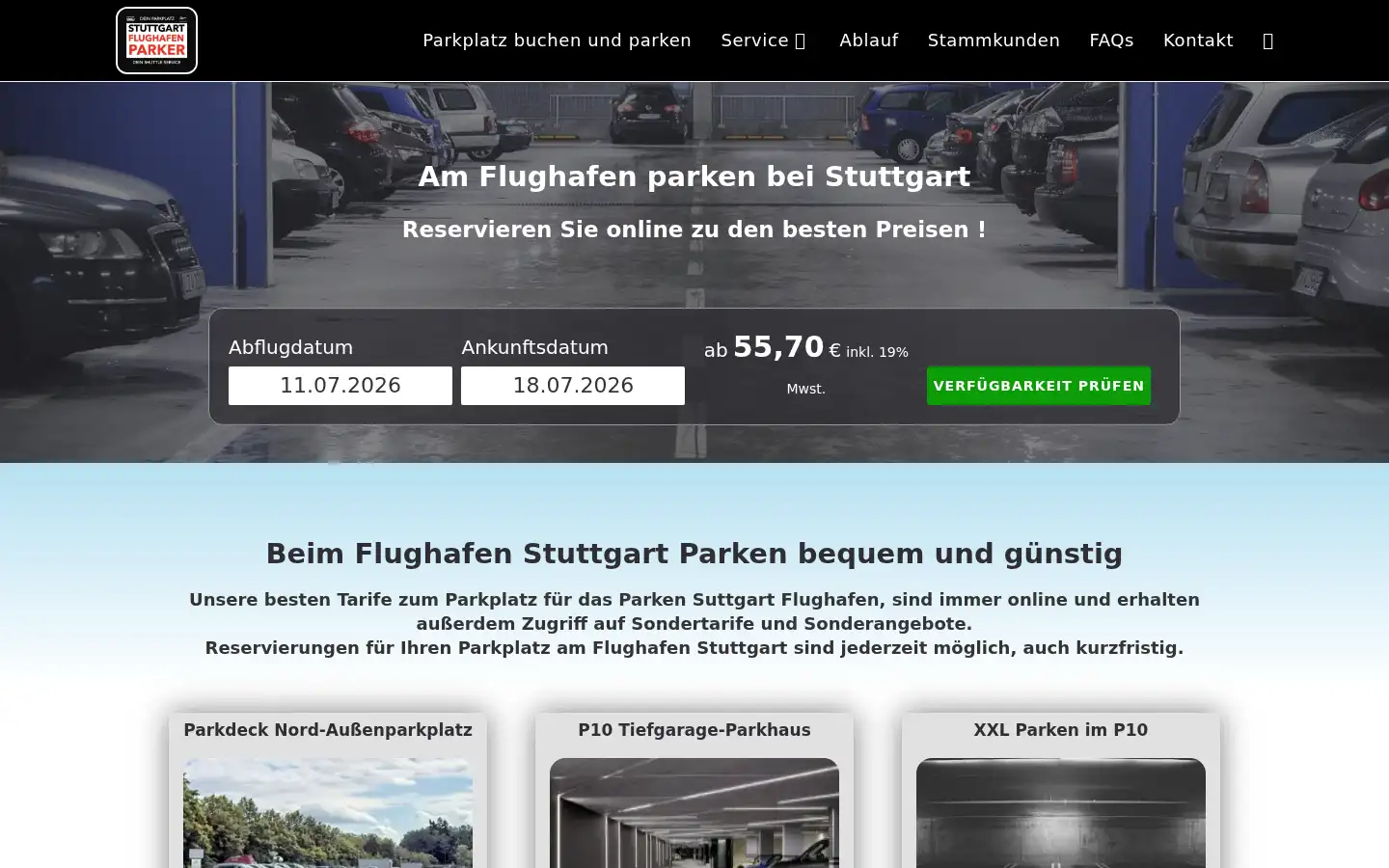 Screenshot of stuttgart-flughafen-parker.de