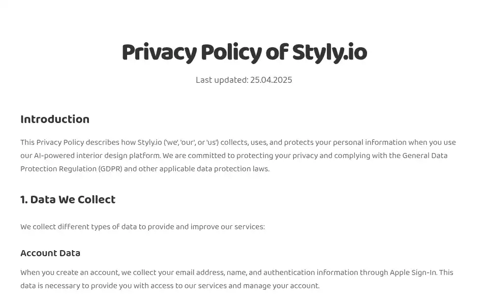 Screenshot of styly.io