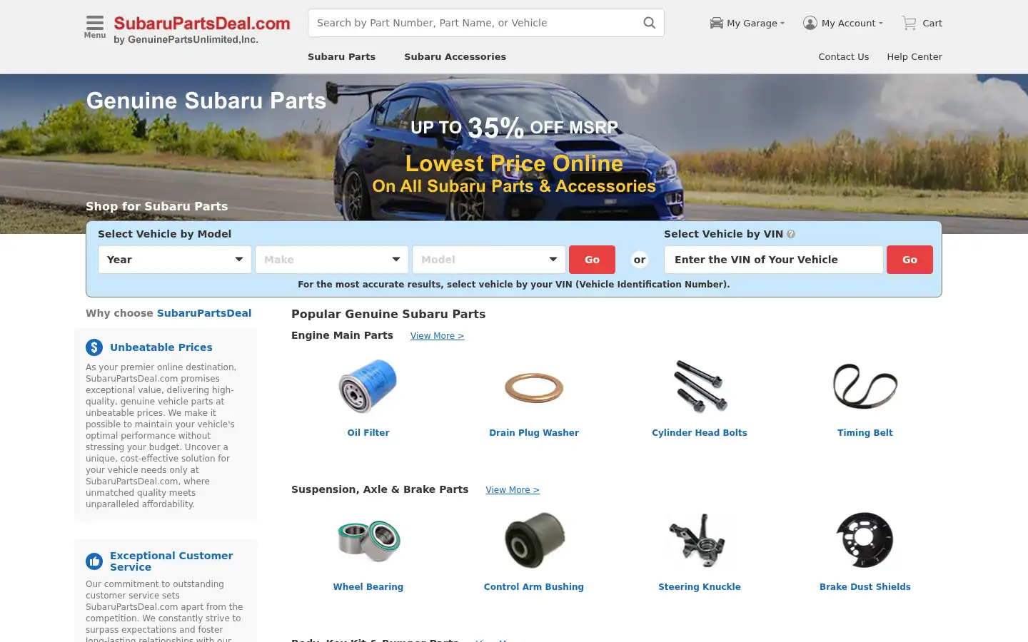 Screenshot of subarupartsdeal.com
