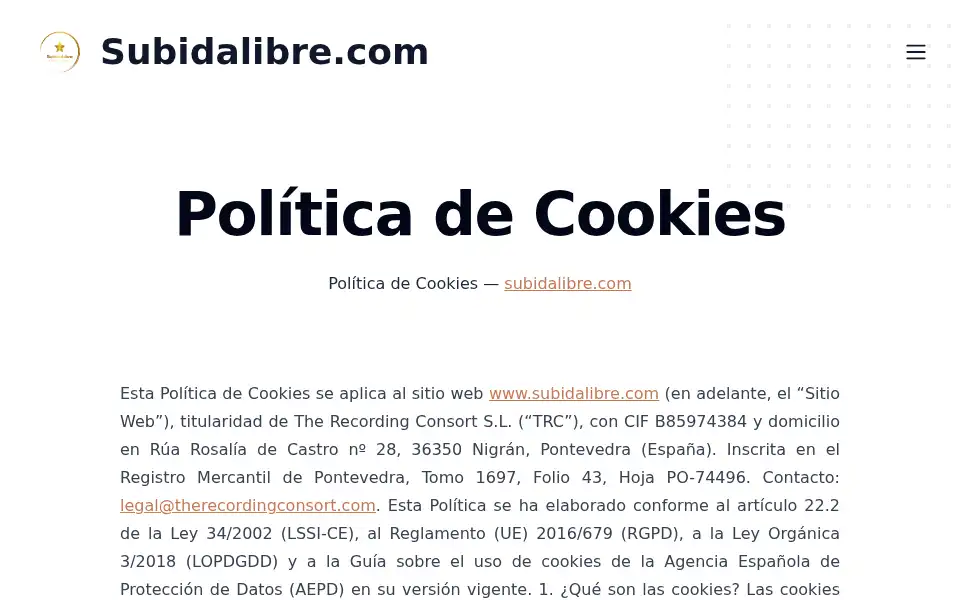 Screenshot of subidalibre.com