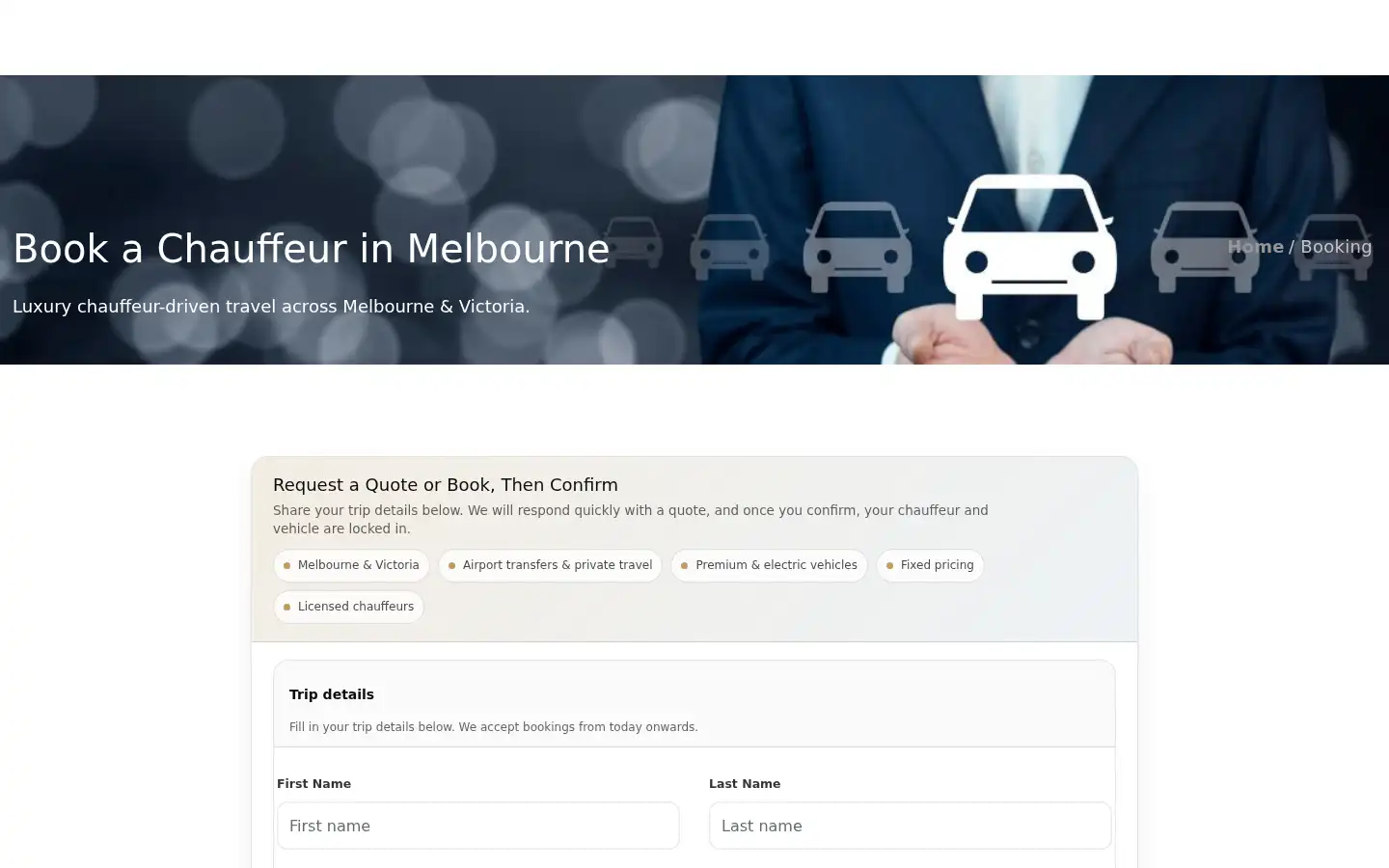 Screenshot of sublimechauffeur.com.au