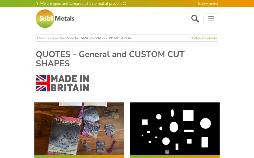 Screenshot of sublimetals.co.uk