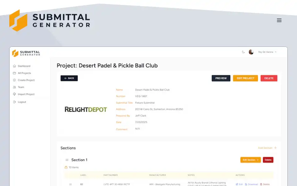 Screenshot of submittalgenerator.com