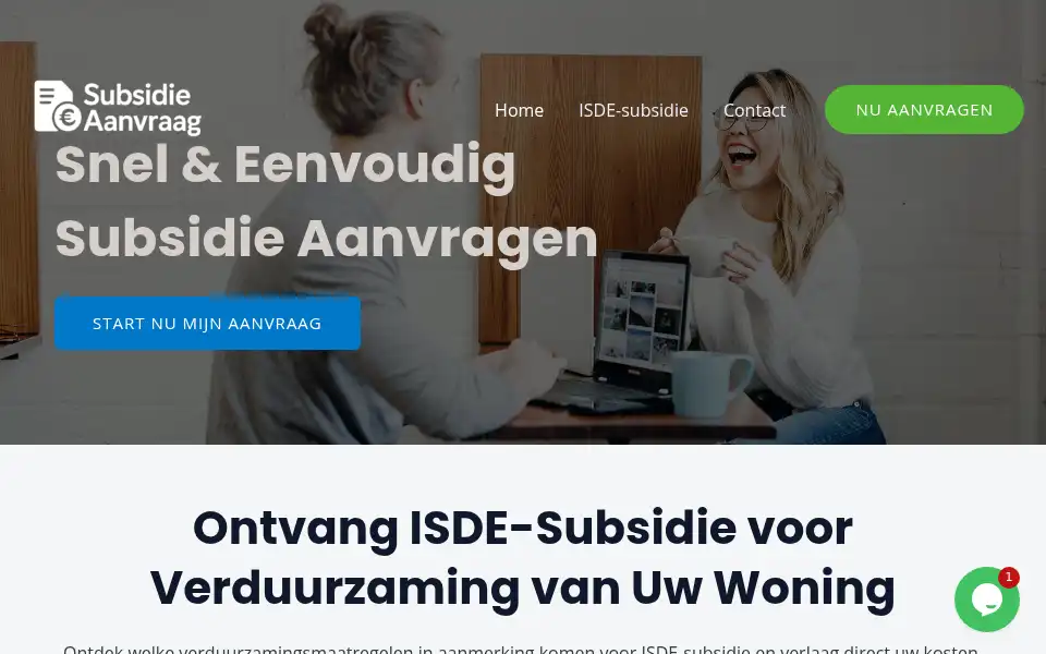 Screenshot of subsidie-aanvraag.nl