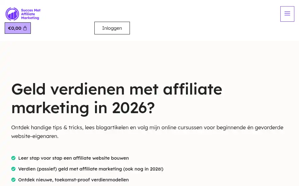 Screenshot of succesmetaffiliatemarketing.nl