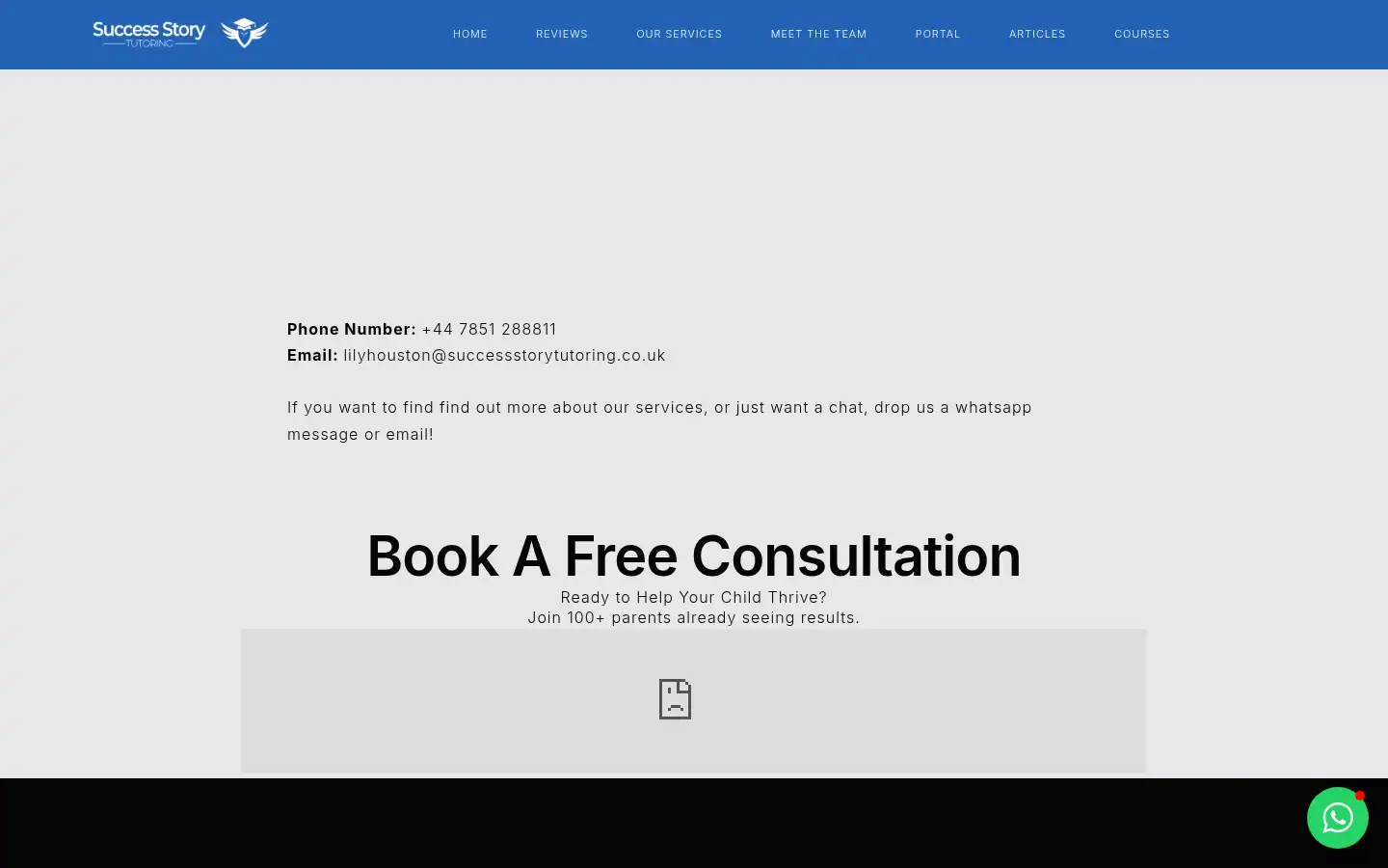 Screenshot of successstorytutoring.co.uk
