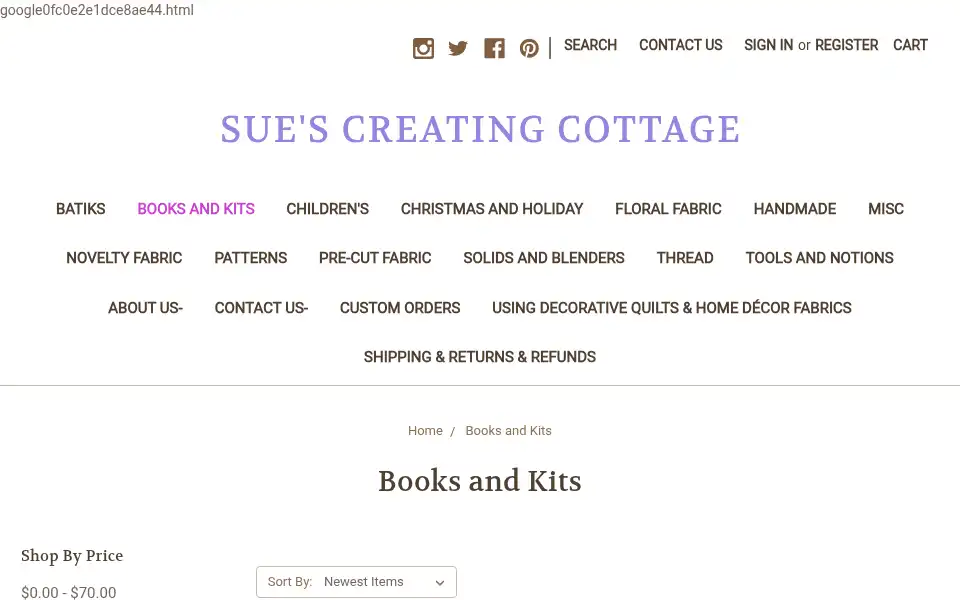 Screenshot of suescreatingcottage.com