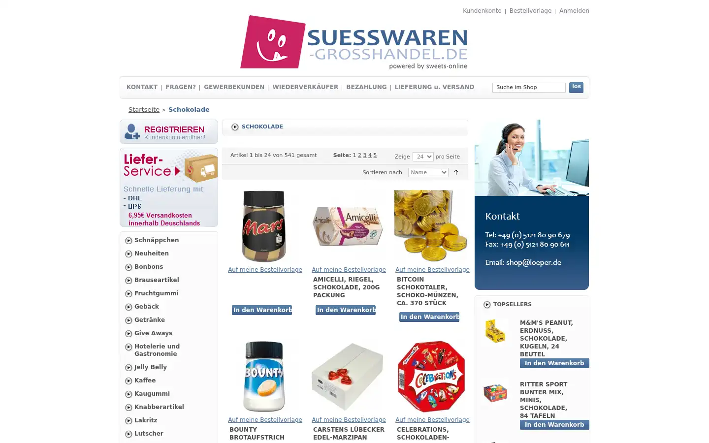 Screenshot of suesswaren-grosshandel.de