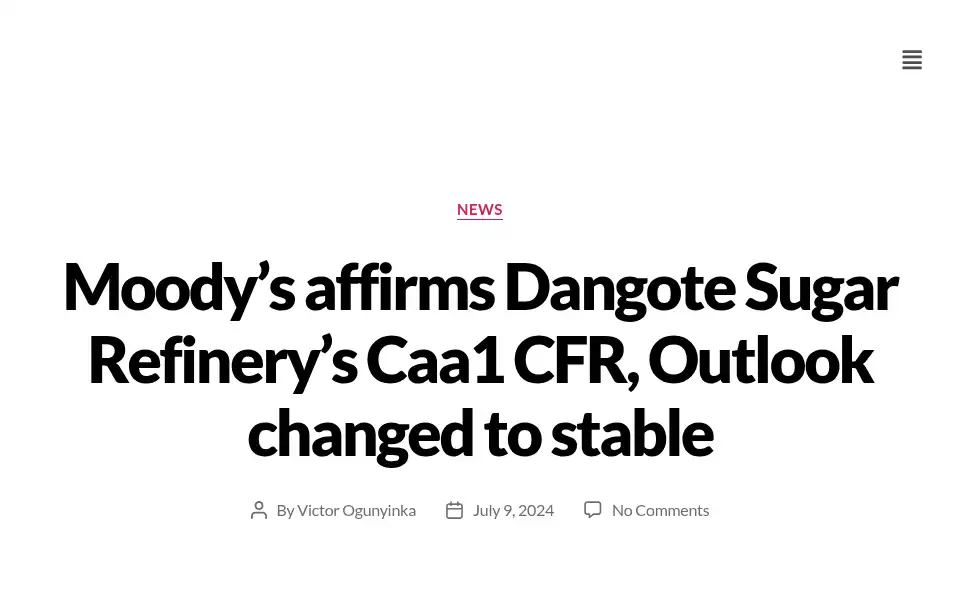 Screenshot of sugar.dangote.com