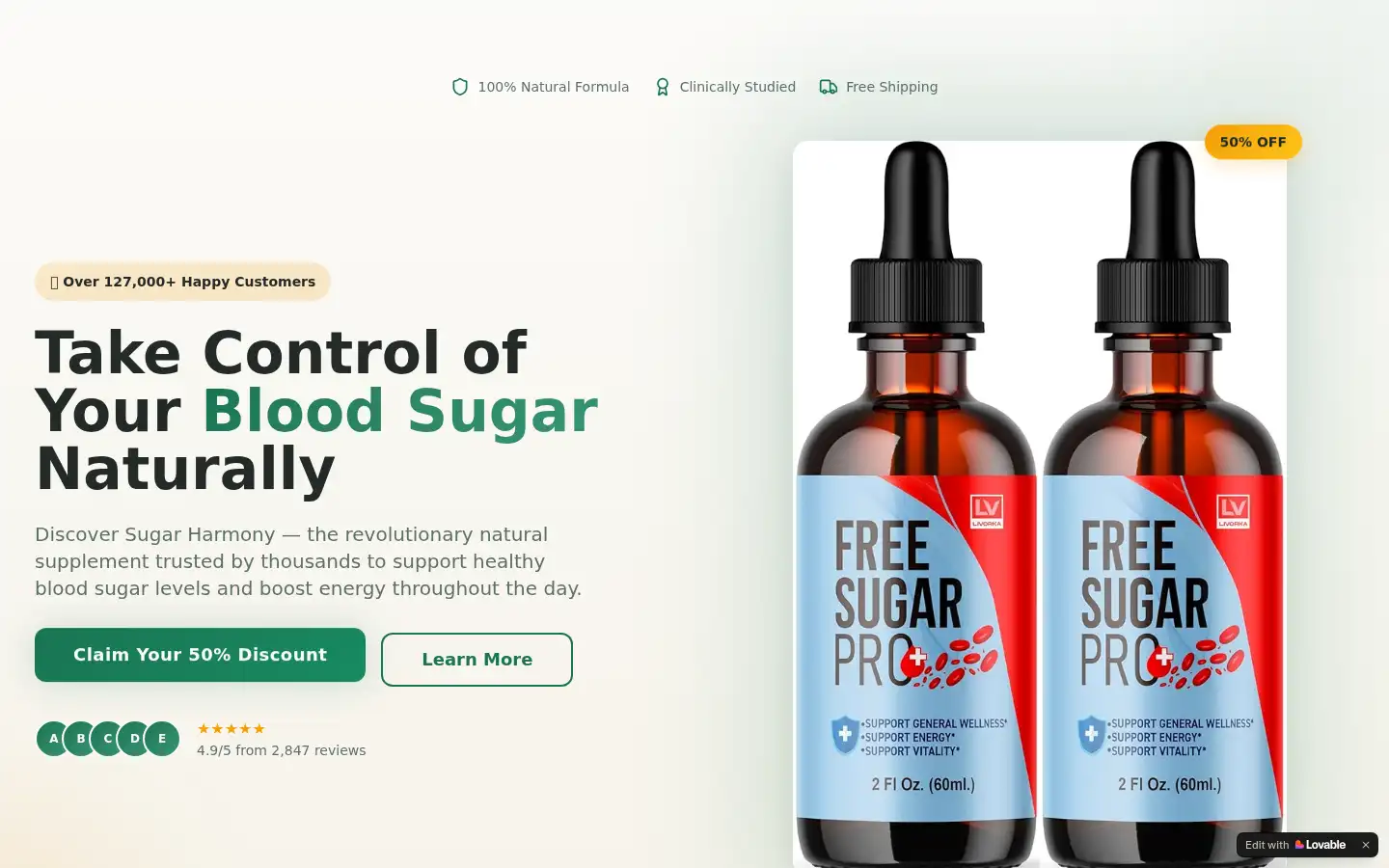 Screenshot of sugar-harnony.lovable.app