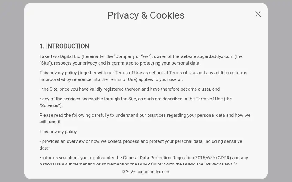 Screenshot of sugardaddyx.com