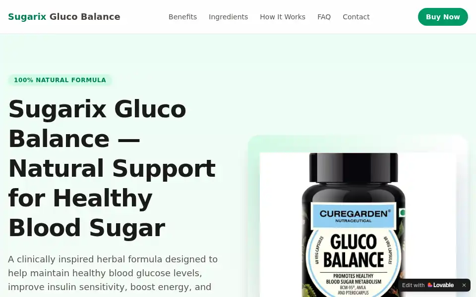 Screenshot of sugarixglucobalance.lovable.app