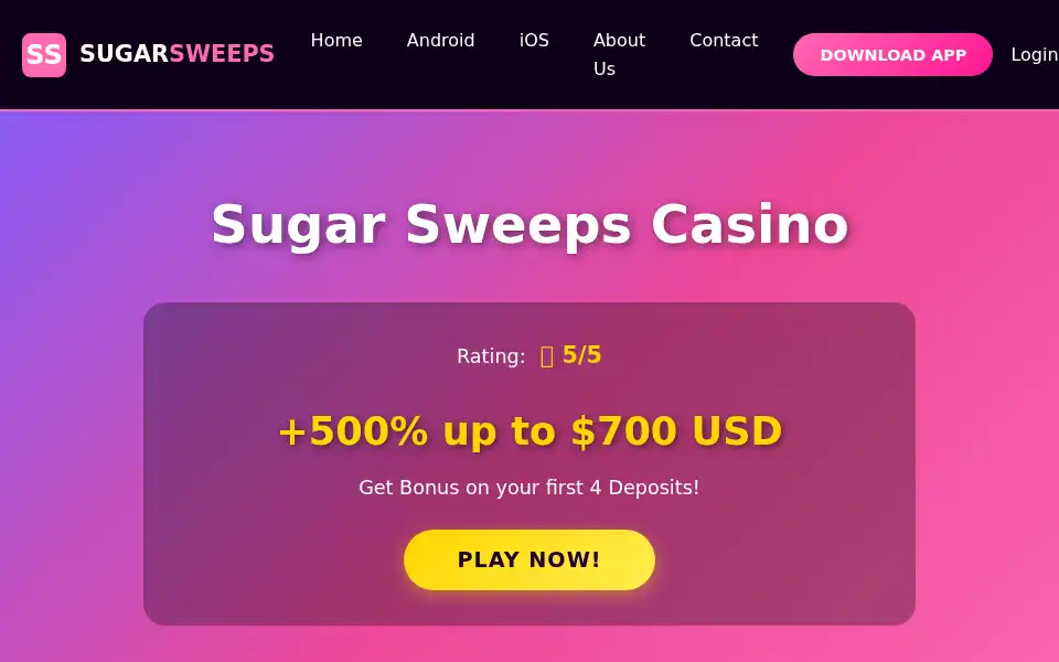 Screenshot of sugarsweeps777.com