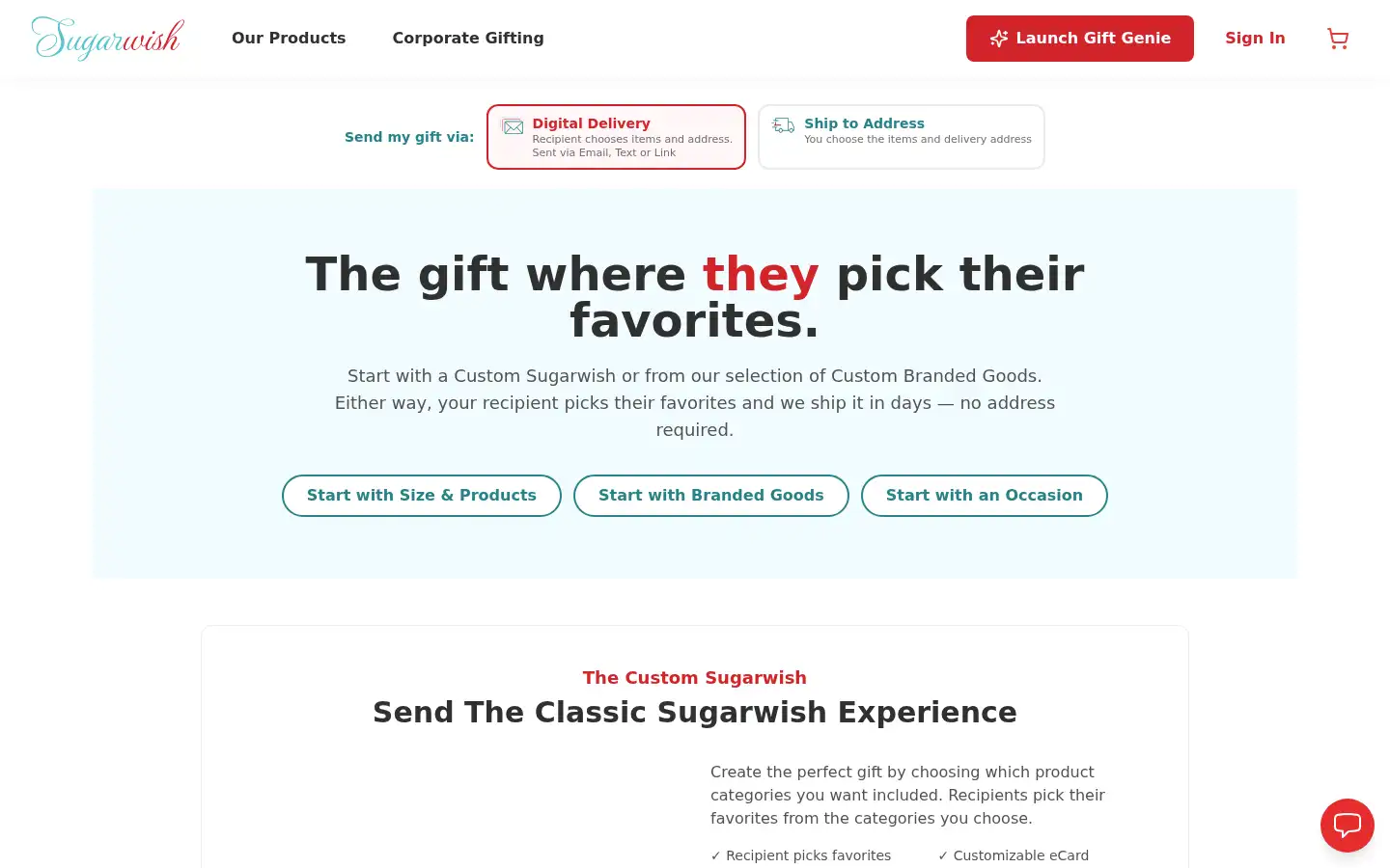 Screenshot of sugarwish.com